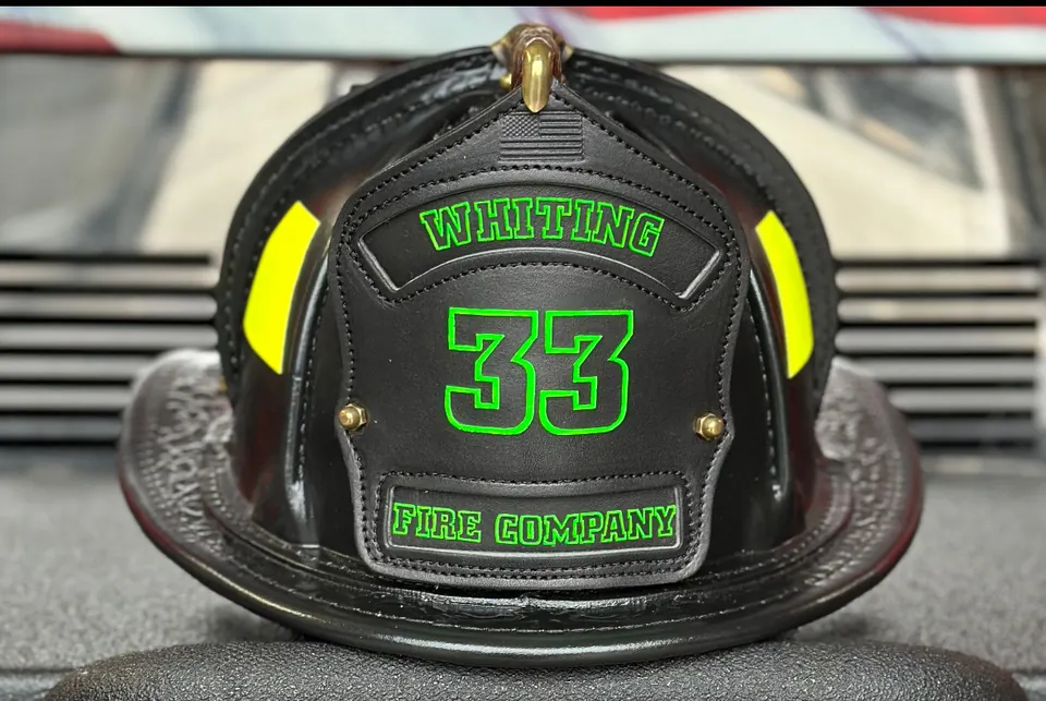 Custom Whiting 33 leather helmet front